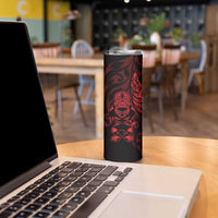 New Zealand Lawn Bowls Custom Skinny Tumbler Red Maori Warrior Tribal Silver Fern LT9 - Polynesian Pride