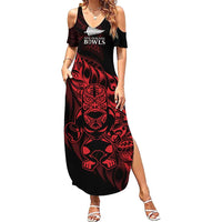 New Zealand Lawn Bowls Custom Summer Maxi Dress Red Maori Warrior Tribal Silver Fern - Polynesian Pride