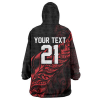New Zealand Lawn Bowls Custom Wearable Blanket Hoodie Red Maori Warrior Tribal Silver Fern LT9 - Polynesian Pride