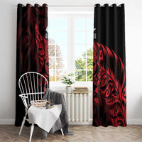 New Zealand Lawn Bowls Window Curtain Red Maori Warrior Tribal Silver Fern - Polynesian Pride