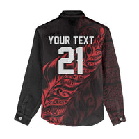 New Zealand Lawn Bowls Custom Women Casual Shirt Red Maori Warrior Tribal Silver Fern LT9 - Polynesian Pride