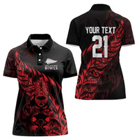 New Zealand Lawn Bowls Custom Women Polo Shirt Red Maori Warrior Tribal Silver Fern LT9 - Polynesian Pride