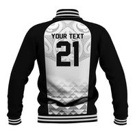 World Football 2026 New Zealand Custom Baseball Jacket All White Fern Maori Tribal LT9 - Polynesian Pride