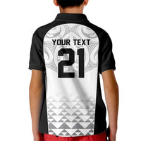World Football 2026 New Zealand Custom Kid Polo Shirt All White Fern Maori Tribal LT9 - Polynesian Pride