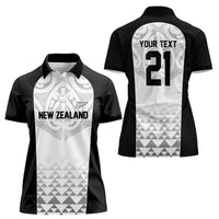 World Football 2026 New Zealand Custom Women Polo Shirt All White Fern Maori Tribal LT9 - Polynesian Pride