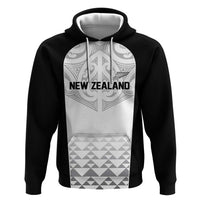 World Football 2026 New Zealand Custom Zip Hoodie All White Fern Maori Tribal LT9 Pullover Hoodie White - Polynesian Pride