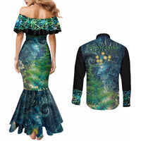 New Zealand Matariki Waipuna-a-rangi Couples Matching Mermaid Dress and Long Sleeve Button Shirt He Roimata o Rangi LT9 - Polynesian Pride