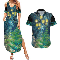 New Zealand Matariki Waipuna-a-rangi Couples Matching Summer Maxi Dress and Hawaiian Shirt He Roimata o Rangi LT9 Black - Polynesian Pride