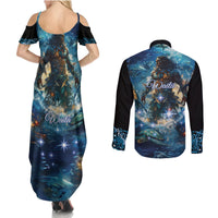 New Zealand Matariki Waita Couples Matching Summer Maxi Dress and Long Sleeve Button Shirt The Way Of The Water LT9 - Polynesian Pride