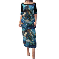 New Zealand Matariki Waita Family Matching Puletasi and Hawaiian Shirt The Way Of The Water LT9 Mom's Dress Black - Polynesian Pride