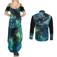New Zealand Matariki Waiti Couples Matching Summer Maxi Dress and Long Sleeve Button Shirt The Beginnings Of Life LT9 - Polynesian Pride