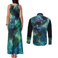 New Zealand Matariki Waiti Couples Matching Tank Maxi Dress and Long Sleeve Button Shirt The Beginnings Of Life LT9 - Polynesian Pride