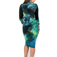 New Zealand Matariki Waiti Family Matching Long Sleeve Bodycon Dress and Hawaiian Shirt The Beginnings Of Life LT9 - Polynesian Pride