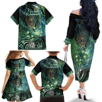 New Zealand Matariki Waiti Family Matching Off The Shoulder Long Sleeve Dress and Hawaiian Shirt Waimori and The Origin Of Life LT9 - Polynesian Pride