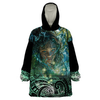 New Zealand Matariki Waiti Wearable Blanket Hoodie Waimori and The Origin Of Life LT9 One Size Black - Polynesian Pride