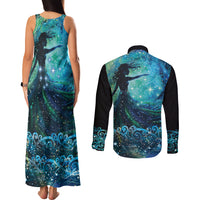 New Zealand Matariki Hiwa-i-te-rangi Couples Matching Tank Maxi Dress and Long Sleeve Button Shirt Titiro ki nga Whetu Wishing Star LT9 - Polynesian Pride