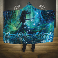 New Zealand Matariki Hiwa-i-te-rangi Hooded Blanket Titiro ki nga Whetu Wishing Star LT9 One Size Black - Polynesian Pride