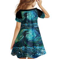 New Zealand Matariki Hiwa-i-te-rangi Kid Short Sleeve Dress Titiro ki nga Whetu Wishing Star LT9 - Polynesian Pride