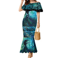 New Zealand Matariki Hiwa-i-te-rangi Mermaid Dress Titiro ki nga Whetu Wishing Star LT9 Women Black - Polynesian Pride