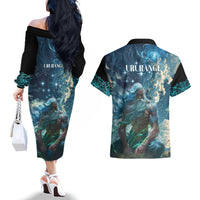 New Zealand Matariki Ururangi Couples Matching Off The Shoulder Long Sleeve Dress and Hawaiian Shirt The Murmur Of The Wind LT9 - Polynesian Pride