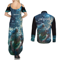 New Zealand Matariki Ururangi Couples Matching Summer Maxi Dress and Long Sleeve Button Shirt The Murmur Of The Wind LT9 - Polynesian Pride
