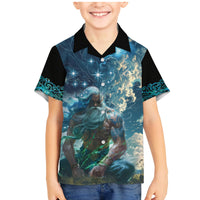 New Zealand Matariki Ururangi Family Matching Mermaid Dress and Hawaiian Shirt The Murmur Of The Wind LT9 Son's Shirt Black - Polynesian Pride