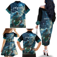 New Zealand Matariki Ururangi Family Matching Off The Shoulder Long Sleeve Dress and Hawaiian Shirt The Murmur Of The Wind LT9 - Polynesian Pride