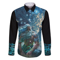 New Zealand Matariki Ururangi Family Matching Off Shoulder Maxi Dress and Hawaiian Shirt The Murmur Of The Wind LT9 Dad's Shirt - Long Sleeve Black - Polynesian Pride