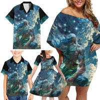 New Zealand Matariki Ururangi Family Matching Off Shoulder Short Dress and Hawaiian Shirt The Murmur Of The Wind LT9 - Polynesian Pride