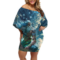 New Zealand Matariki Ururangi Family Matching Off Shoulder Short Dress and Hawaiian Shirt The Murmur Of The Wind LT9 Mom's Dress Black - Polynesian Pride