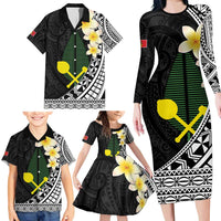 Alo Chiefdom Wallis and Futuna Personalized Family Matching Long Sleeve Bodycon Dress and Hawaiian Shirt Frangipani Flowers Polynesian Pattern LT9 - Polynesian Pride
