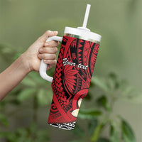 Sigave Chiefdom Wallis and Futuna Personalized Tumbler With Handle Frangipani Flowers Polynesian Pattern