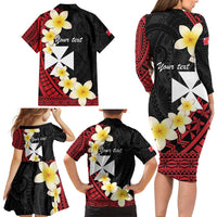 Uvea Chiefdom Wallis and Futuna Personalized Family Matching Long Sleeve Bodycon Dress and Hawaiian Shirt Frangipani Flowers Polynesian Pattern LT9 - Polynesian Pride