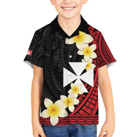 Uvea Chiefdom Wallis and Futuna Personalized Family Matching Long Sleeve Bodycon Dress and Hawaiian Shirt Frangipani Flowers Polynesian Pattern LT9 Son's Shirt Red - Polynesian Pride