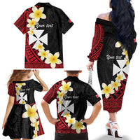 Uvea Chiefdom Wallis and Futuna Personalized Family Matching Off The Shoulder Long Sleeve Dress and Hawaiian Shirt Frangipani Flowers Polynesian Pattern LT9 - Polynesian Pride