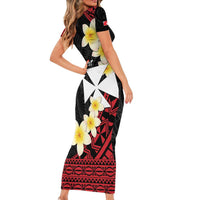 Uvea Chiefdom Wallis and Futuna Personalized Family Matching Short Sleeve Bodycon Dress and Hawaiian Shirt Frangipani Flowers Polynesian Pattern LT9 - Polynesian Pride