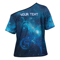 New Zealand Nurses RN Personalised Cross Shoulder Shirt Galaxy Stethoscope Maori Motif