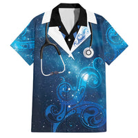 New Zealand Nurses RN Personalised Family Matching Summer Maxi Dress and Hawaiian Shirt Galaxy Stethoscope Maori Motif LT9 Dad's Shirt - Short Sleeve Galaxy - Polynesian Pride