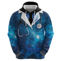 New Zealand Nurses RN Personalised Hoodie Galaxy Stethoscope Maori Motif