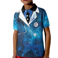 New Zealand Nurses RN Personalised Kid Polo Shirt Galaxy Stethoscope Maori Motif