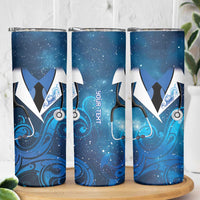 New Zealand Nurses RN Personalised Skinny Tumbler Galaxy Stethoscope Maori Motif