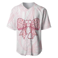 New Zealand Nurses RN Personalised Baseball Jersey Pink Stethoscope Coquette Bow Maori Motif