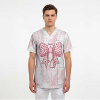 New Zealand Nurses RN Personalised Scrub Top Pink Stethoscope Coquette Bow Maori Motif