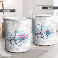 New Zealand Nurses RN Personalised Laundry Basket Stethoscope Floral Maori Motif