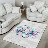 New Zealand Nurses RN Personalised Area Rug Stethoscope Floral Maori Motif