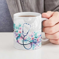 New Zealand Nurses RN Personalised Ceramic Mug Stethoscope Floral Maori Motif