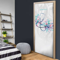 New Zealand Nurses RN Personalised Door Cover Stethoscope Floral Maori Motif