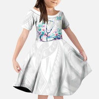 New Zealand Nurses RN Personalised Kid Short Sleeve Dress Stethoscope Floral Maori Motif