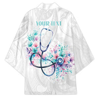 New Zealand Nurses RN Personalised Kimono Stethoscope Floral Maori Motif