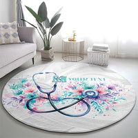 New Zealand Nurses RN Personalised Round Carpet Stethoscope Floral Maori Motif